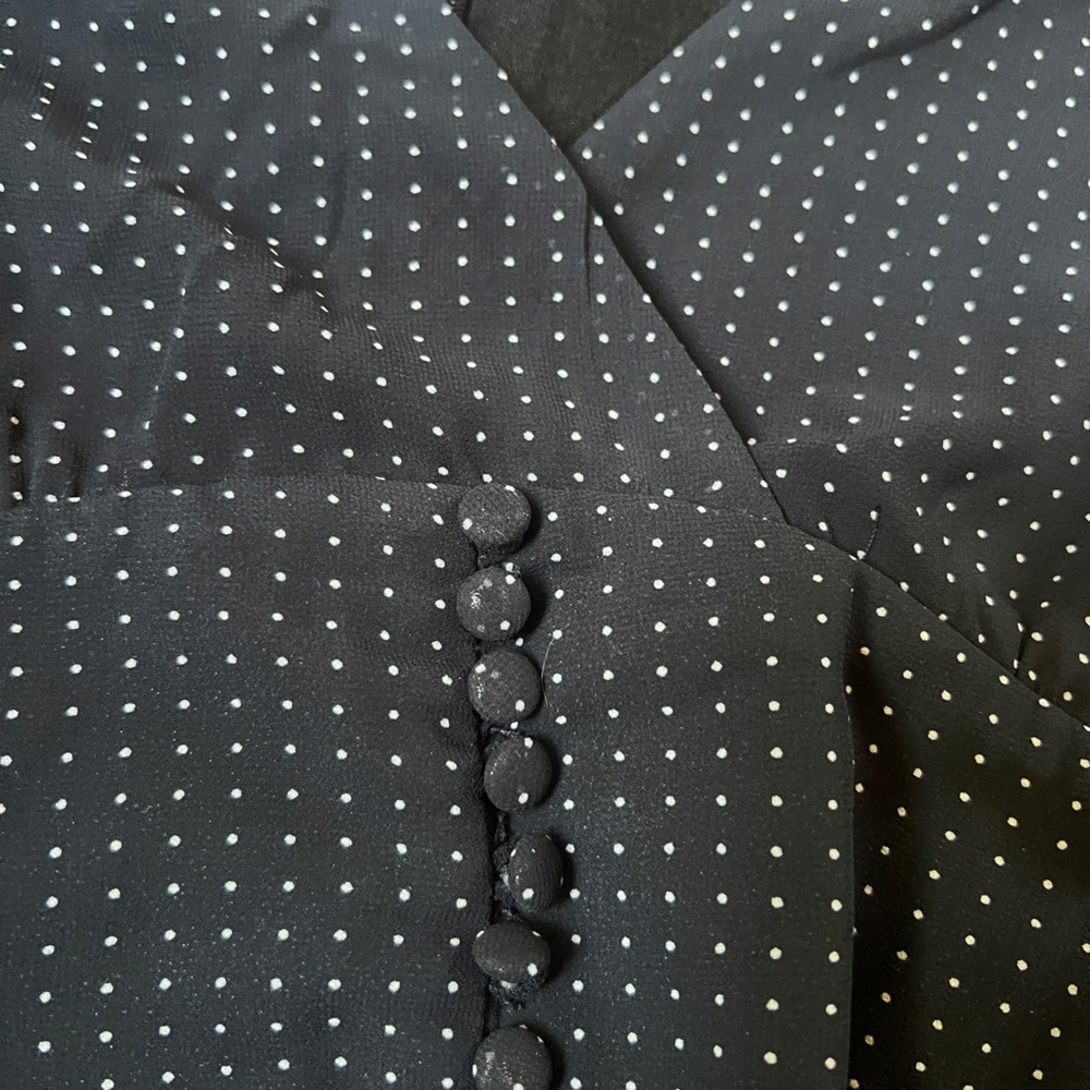 NWT Sugar + Lips Black Polkadot Babydoll Puffy Sleeve Elegant Dress Size L - Picture 9 of 11